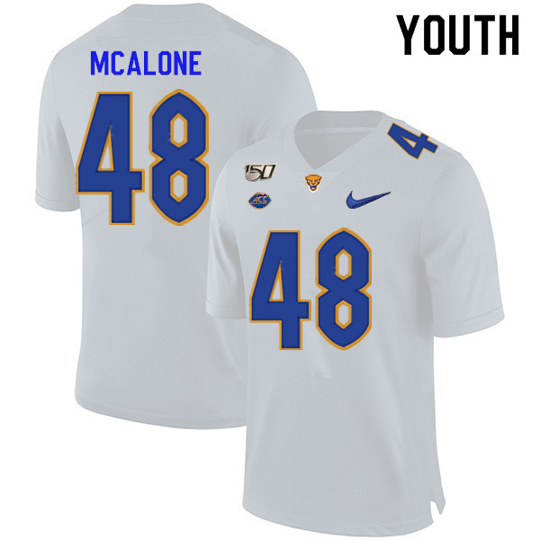 2019 Youth #48 Kellen McAlone Pitt Panthers College Football Jerseys Sale-White